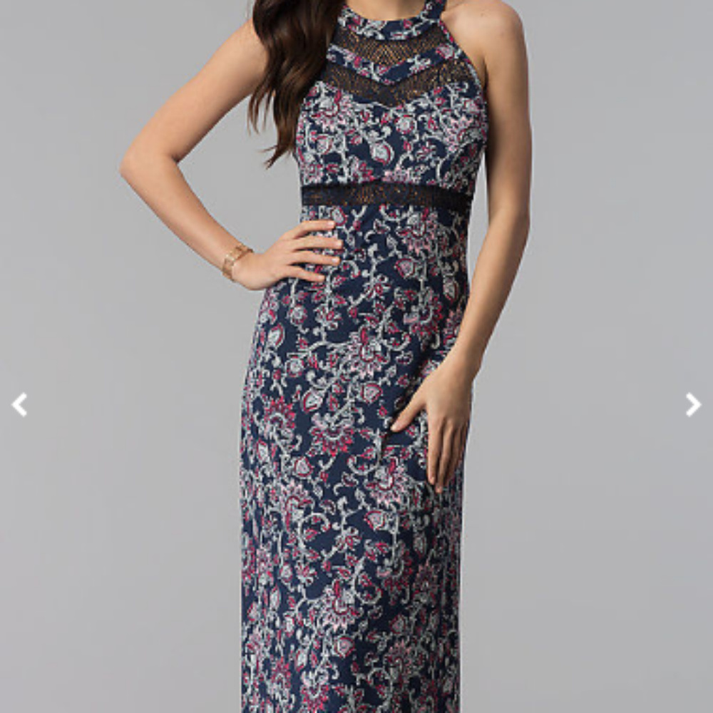 Honey and Rosie Floral Maxi Dress - Navy and Pink